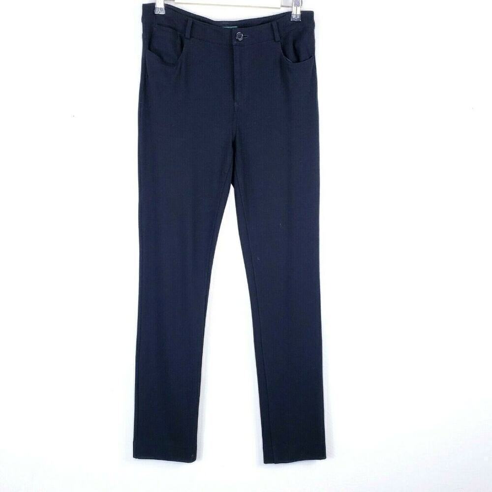 Lauren Ralph Lauren Black High Rise Straight Leg Stretchy Pants Petite 8